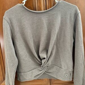 Aerie Twist-Front Taupe Sweatshirt